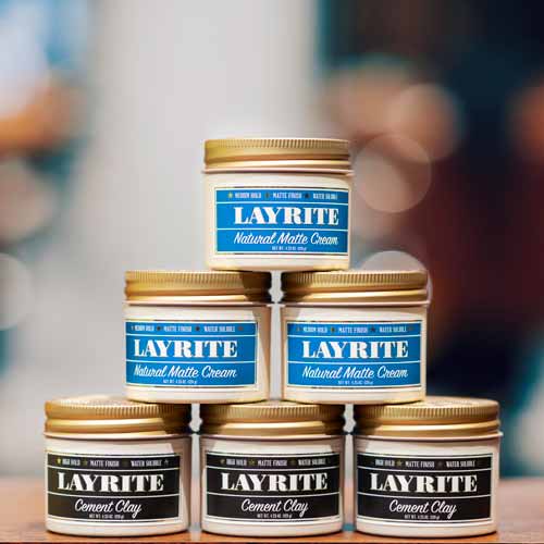 Layrite Deluxe - Pomades on the shelf in the Barberbershop