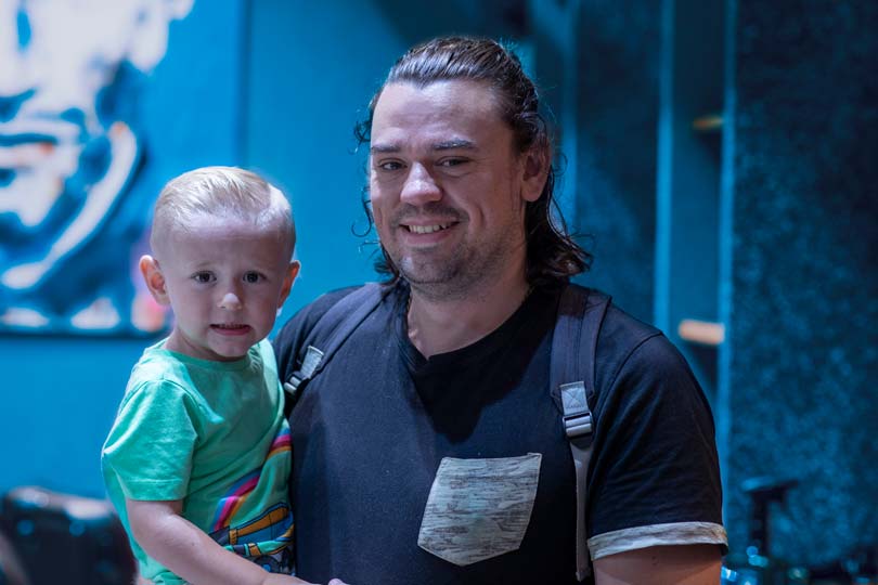 Toddler Haircut - Dad and son in barbershop