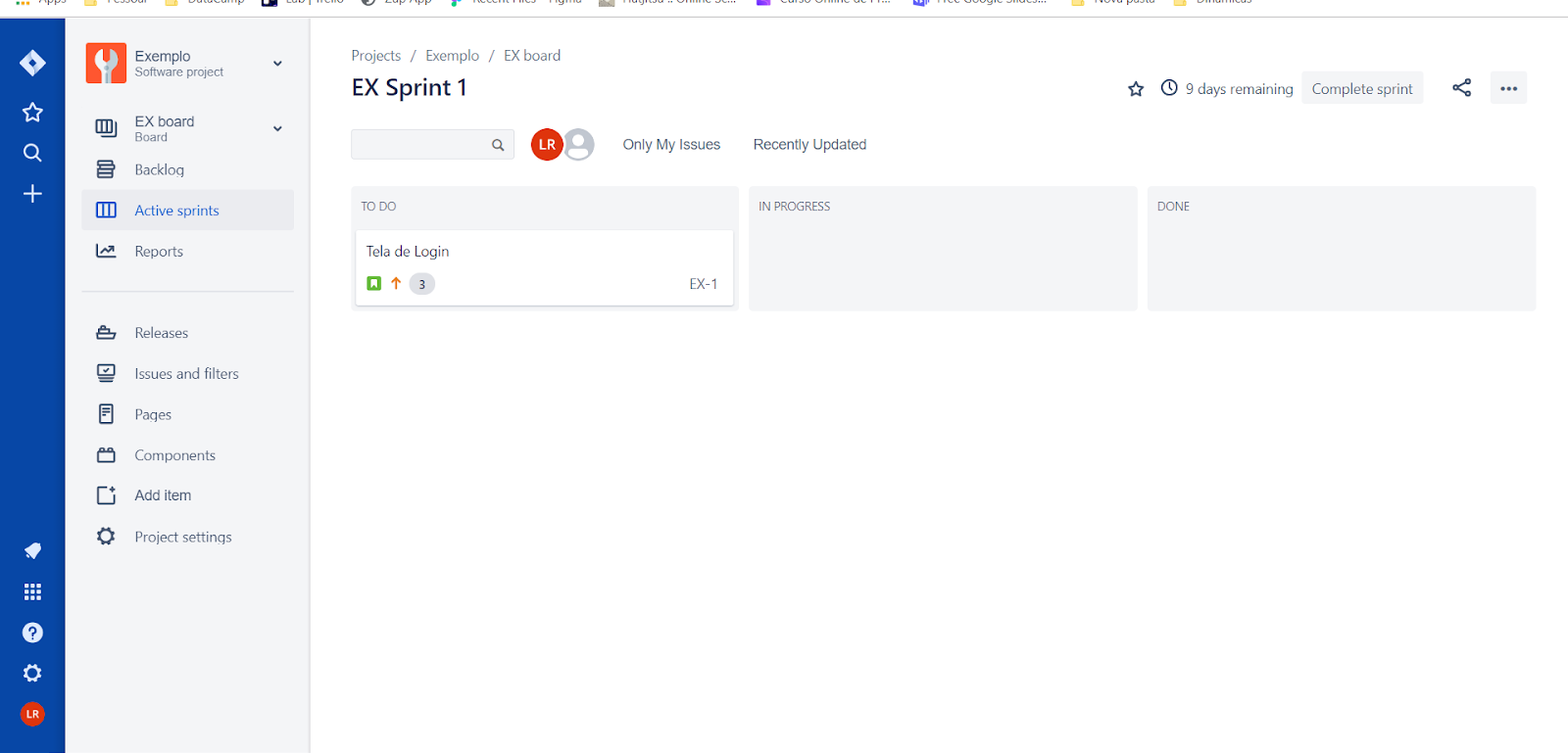 exemplos de sprint no jira