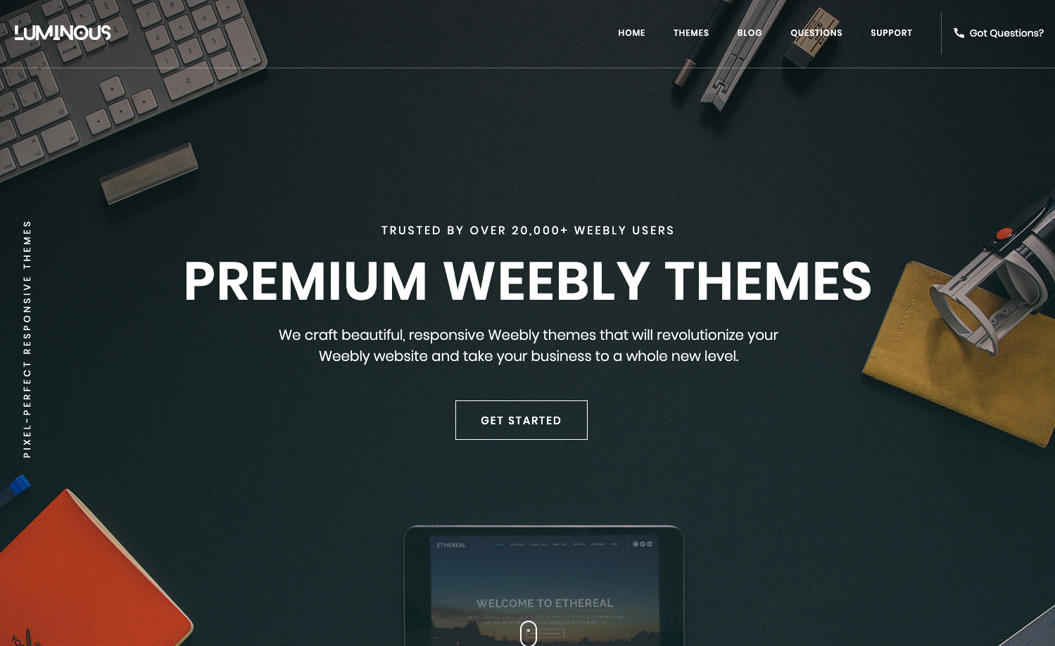 Homepage screenshot of Luminous Themes