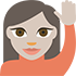 The .TIBA emoji showing a woman with brown eyes, brown hair wearing a red long neck shirt, raising her left hand in the air.