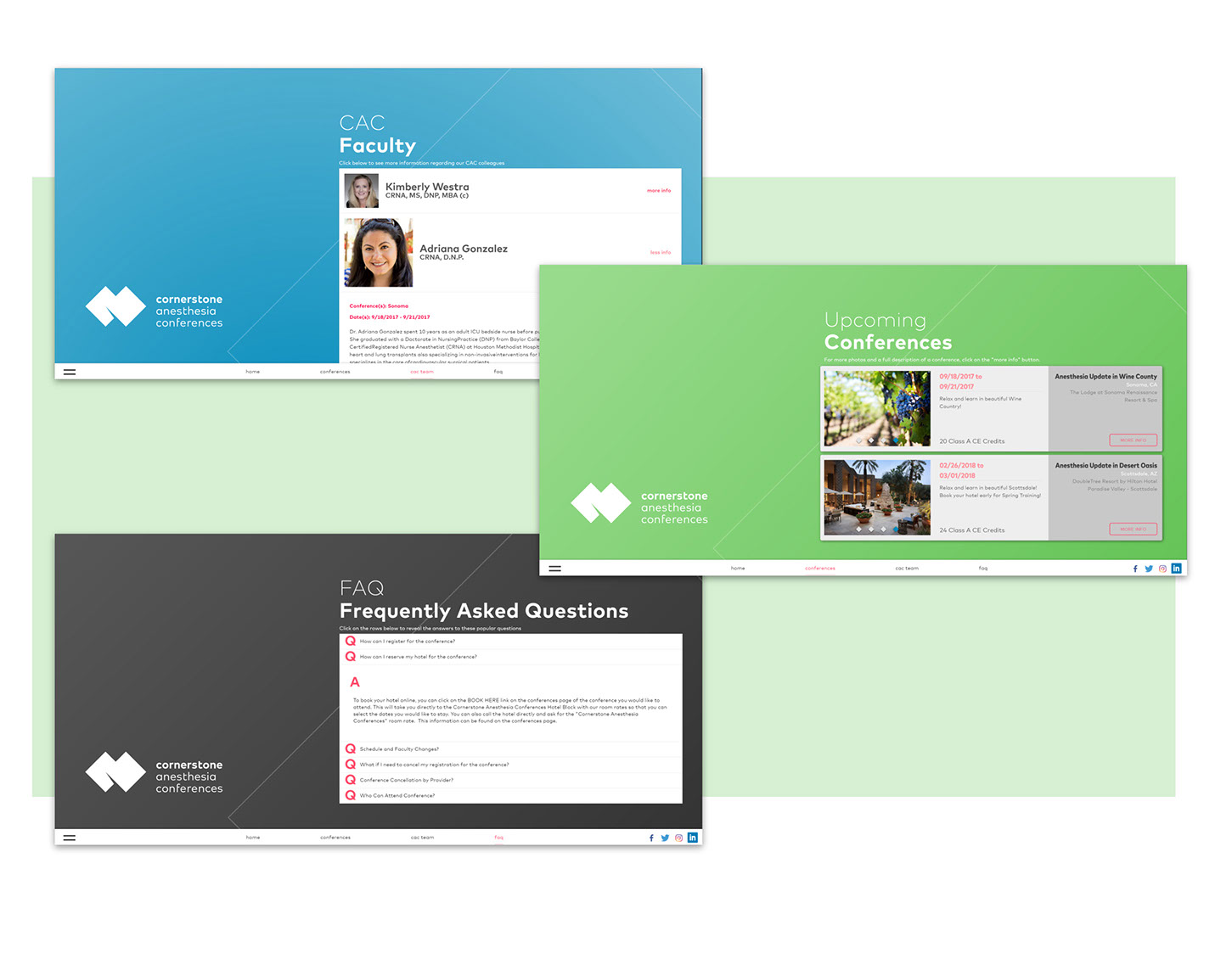 Cornerstone Anesthesia Conferences website design