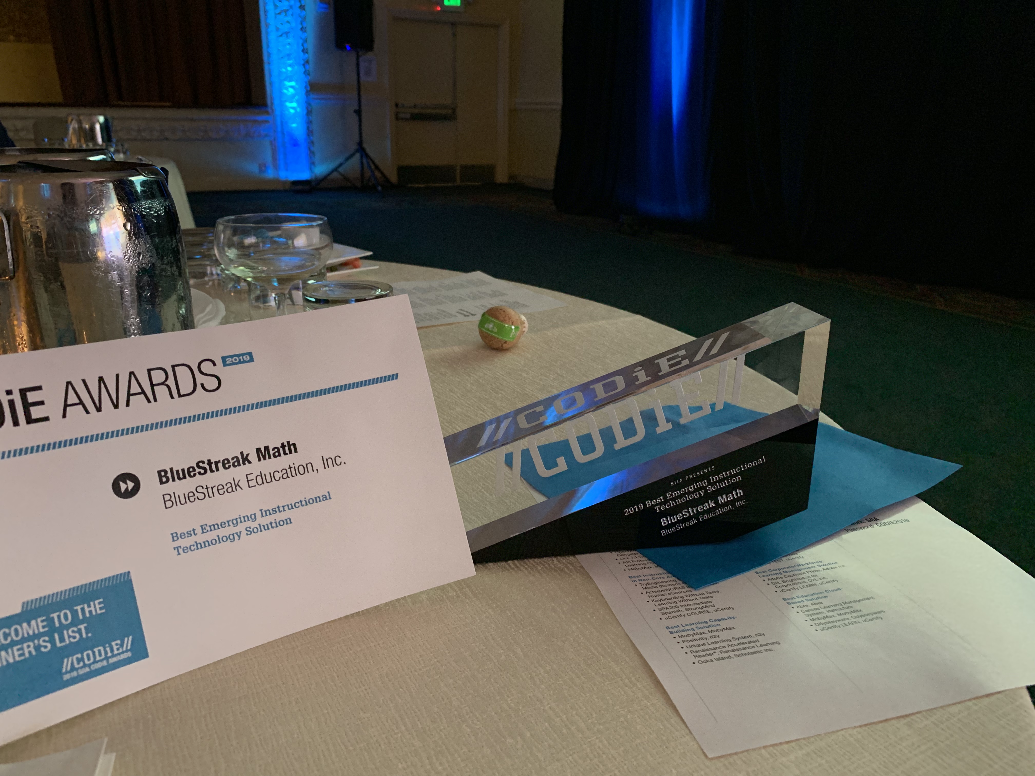 BlueStreak CODiE Award 2019 – Thanks Catherine, Mitch + team!
