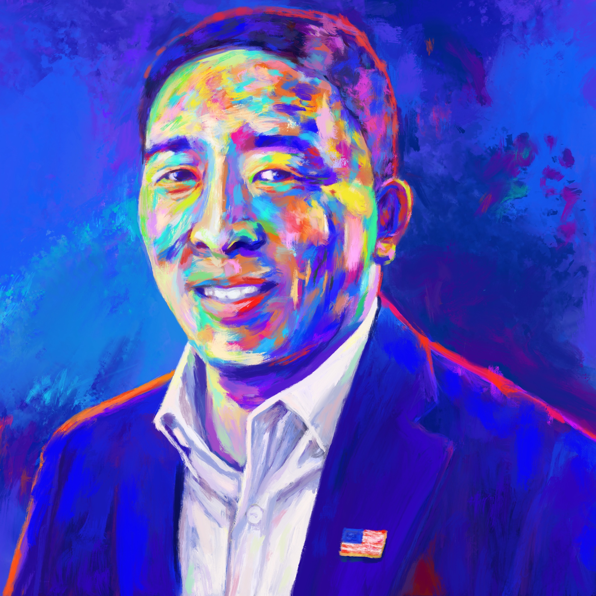 Andrew Yang Policy Portrait (base painting) #Yang2020 #ArtistsForYang