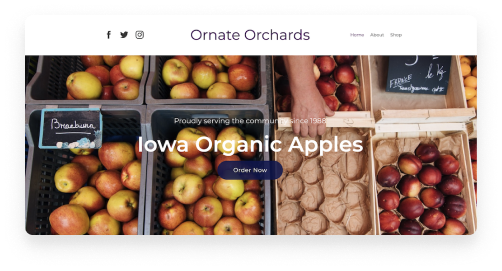 screenshot of a beautiful farmer's website built with local line's website builder