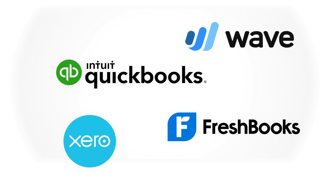 a graphic representing how local line integrates with accounting systems such as intuit quickbooks, xero, wave, freshbooks