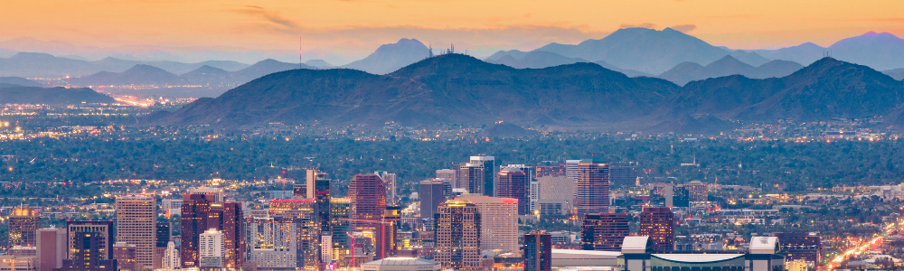 Phoenix skyline at sunset