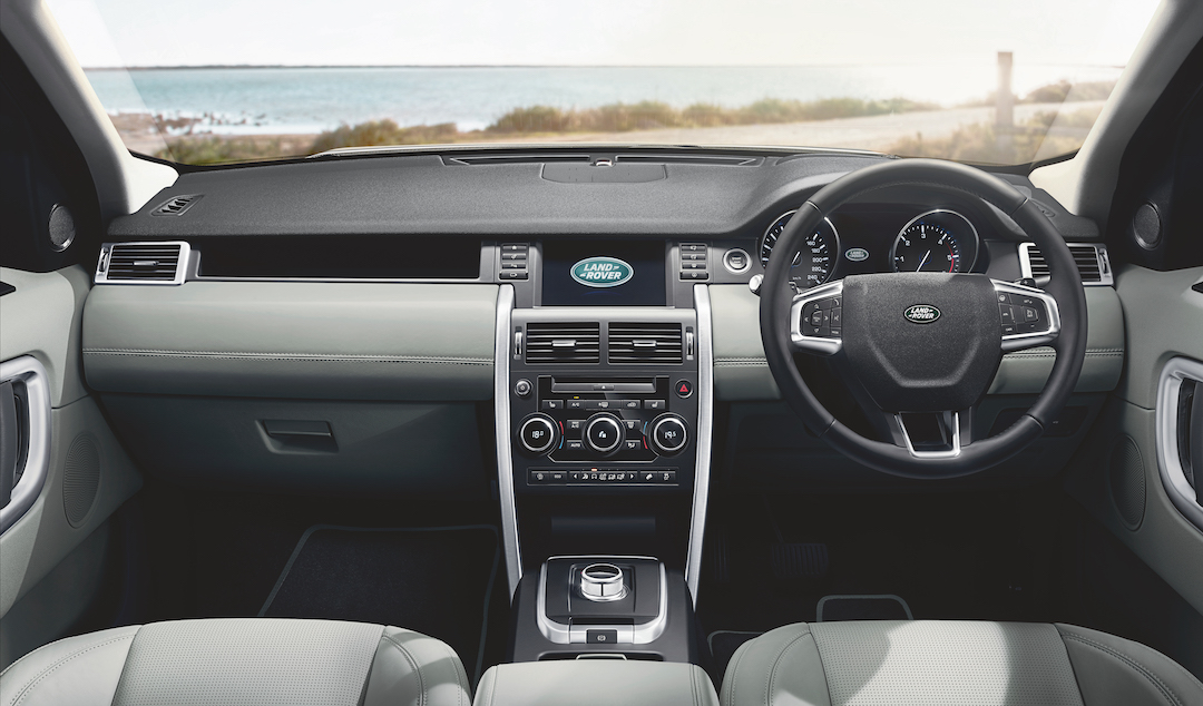 Interior of a Land Rover Rental Car