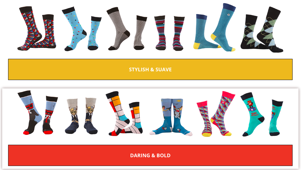 Sock Panda—Sock Style Choices: "Stylish and Suave" or "Daring and Bold"