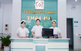 Khu vực tiếp tân phòng khám Thái Hà