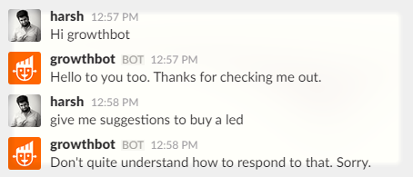 First interaction with Growthbot