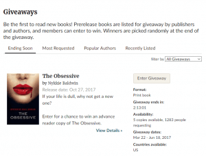 Goodreads Giveaway