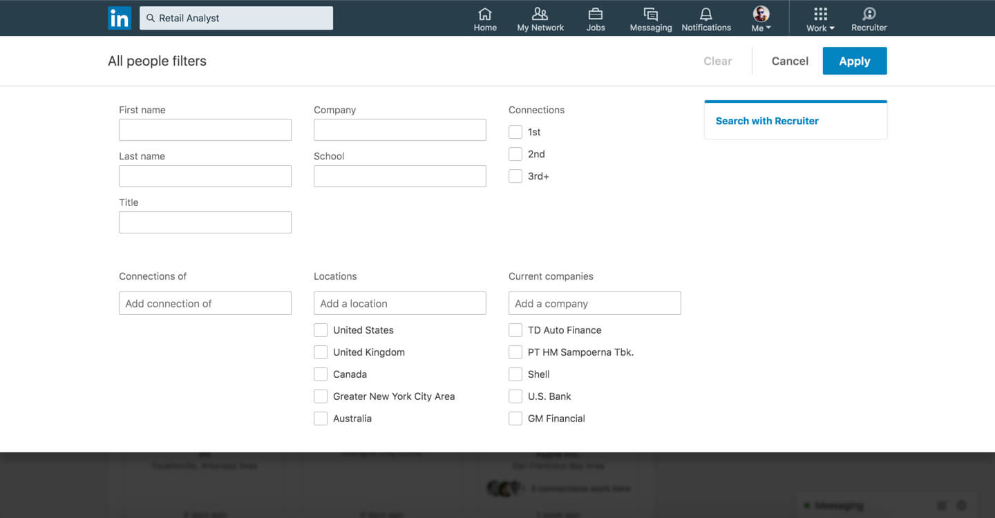 linkedin advanced search screenshot