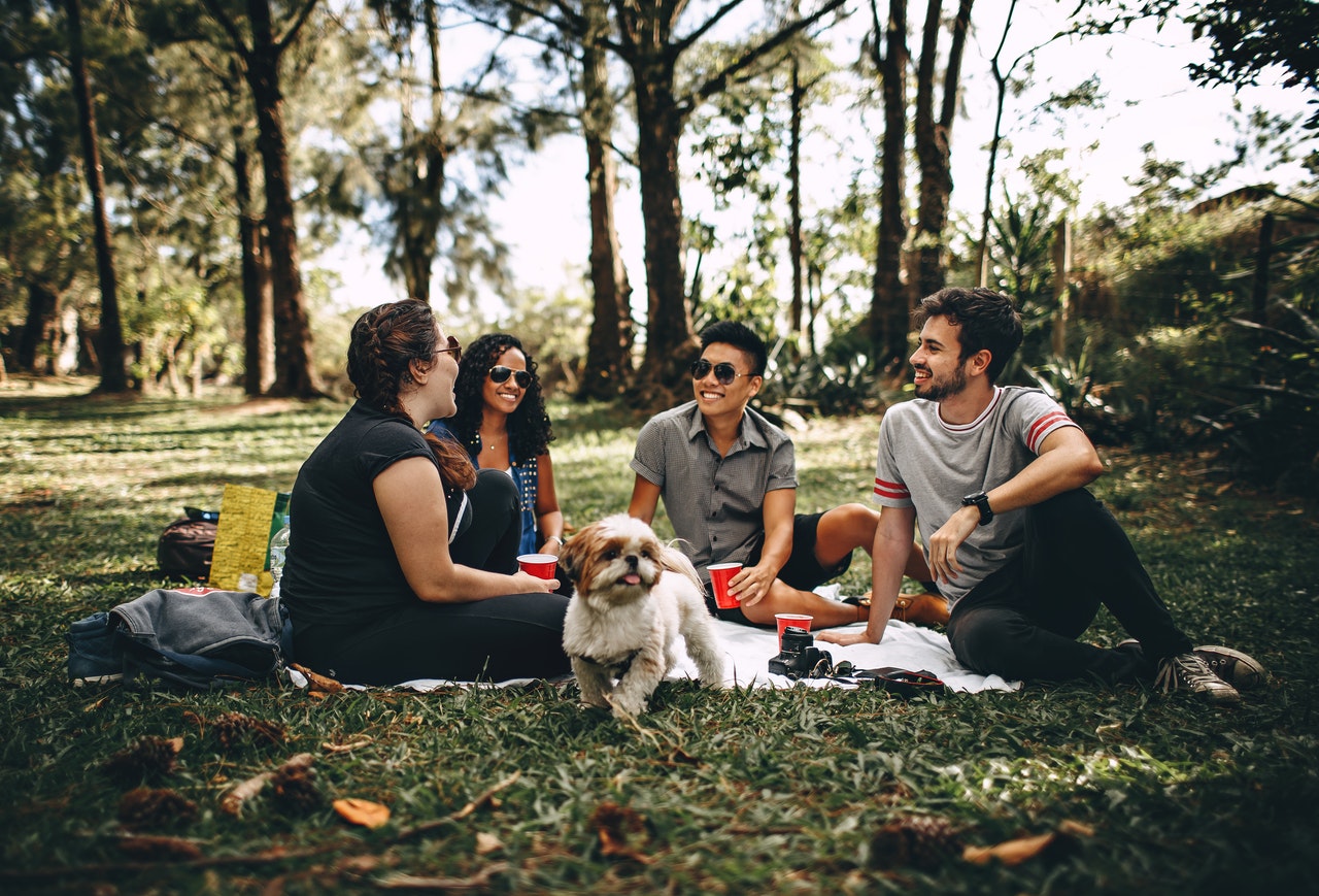 Friends chatting in a group