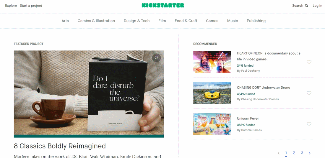 What Kickstarter's website copywriting says to more than 15 million backers
