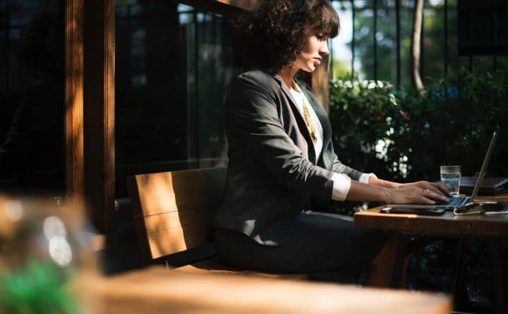 Businesswoman on laptop