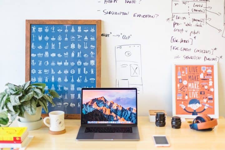 Laptop on desk