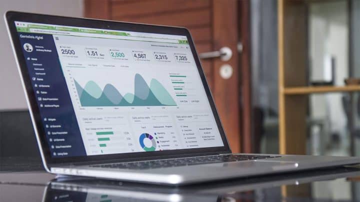 a laptop with digital marketing data