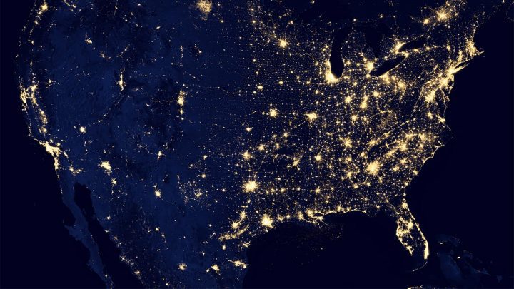 united states space view at night