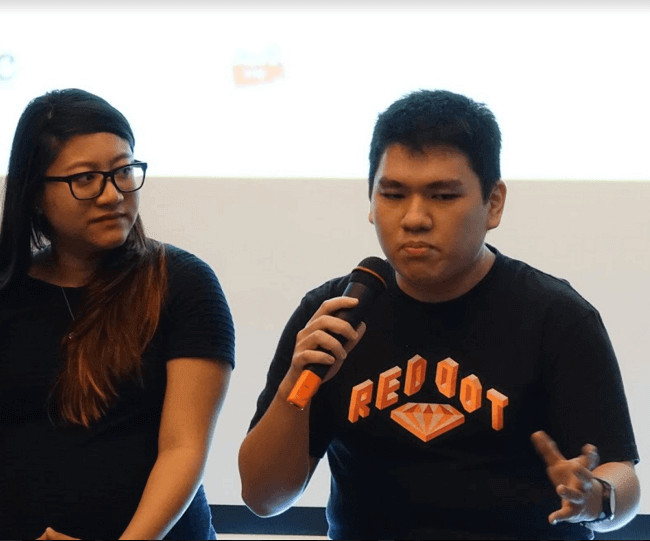 Wei Jia and Andy, NEXT Academy's coding bootcamp graduates sharing on NEXT Academy Open Day on 2017