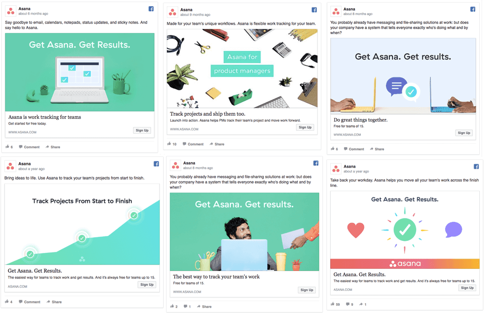 examples of similar but different facebook ads