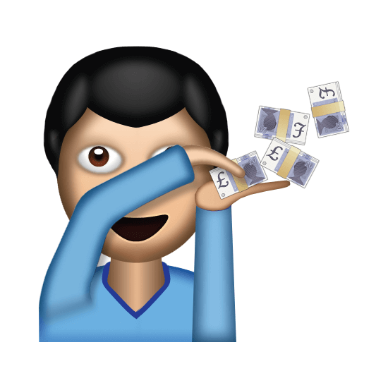 emoji of a man wasting money