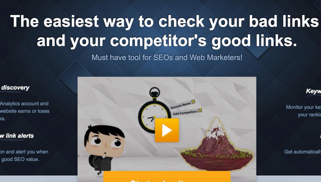 Homepage of MonitorBacklinks.com