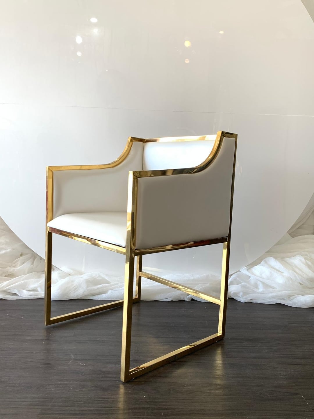 White and gold chair For Sale