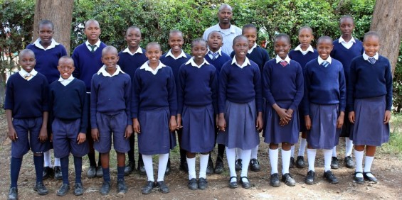 Class 8 poses with the teacher, Mr. Mule, in early 2015.