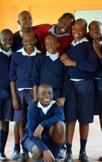 Mr. Mule poses with Class 8 boys…