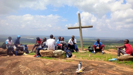 Boys enjoy a top-of-the-world view