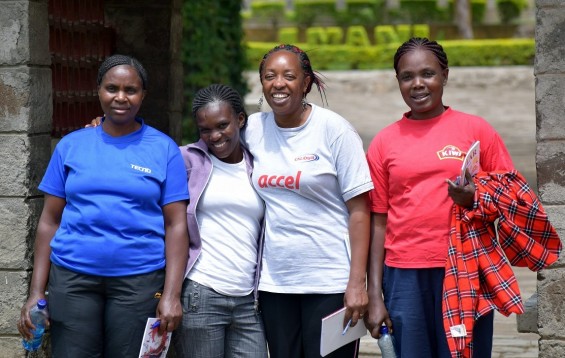 Edita (2nd from left) poses with other staff members