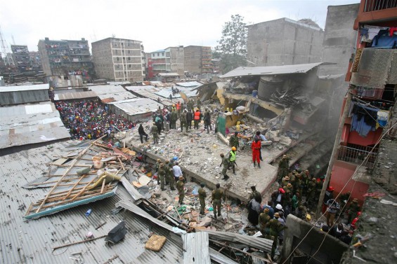 Collapsed building - Mawewa School in background