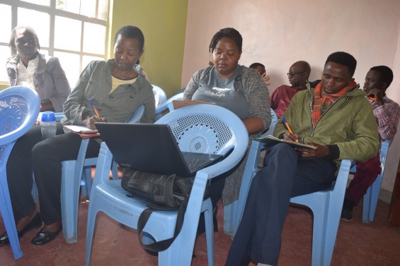 The talent show judges were (L-to-R) Stella Ndiho, Kenya Fundraising Coordinator; Pauline Ng’ang’a, Kenya Communications and Marketing Coordinator; and Joseph Njenga, Community Support Ministry Coordinator. In addition to judging, this committee set-up rules for the competition.