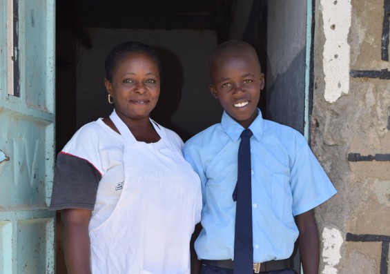 Form 1 student, Rashid, with mother, Petronilla, a high school staff member.