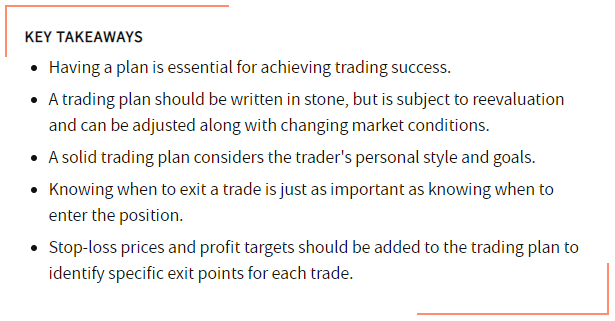 Trading plan summary