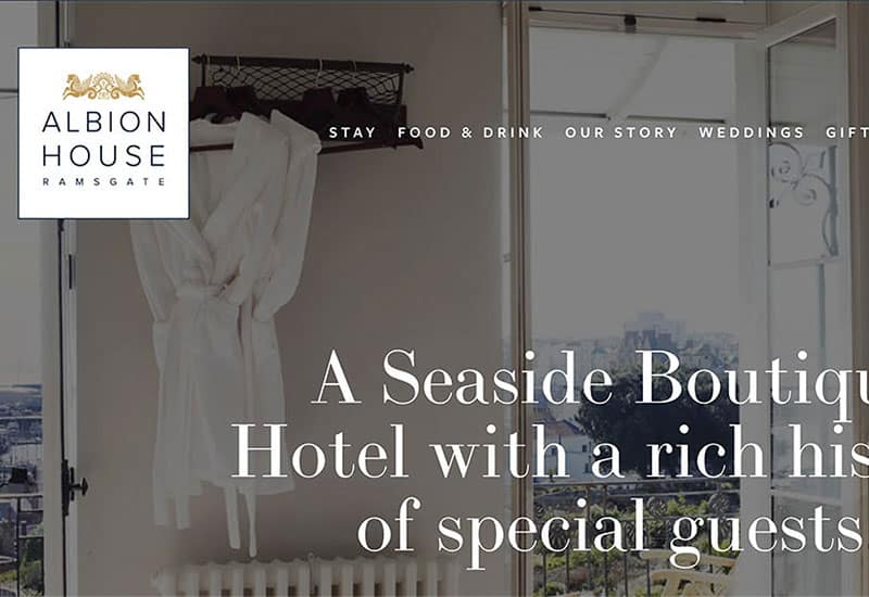 Screenshot of the Albion House Ramsgate website home screen