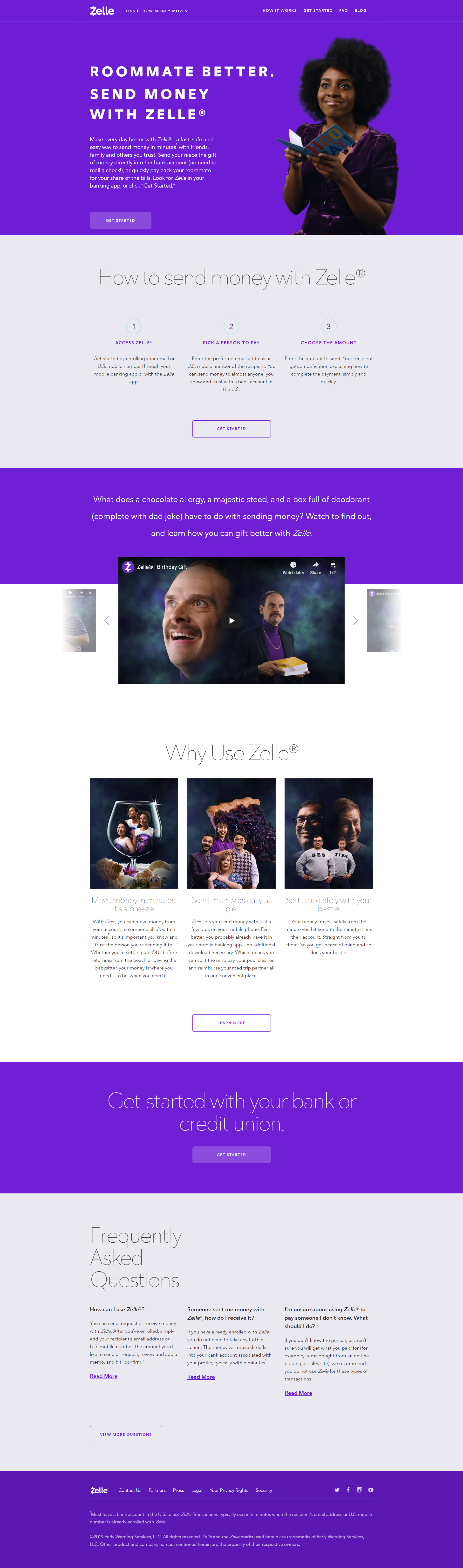 Landing page example #3 - Zelle