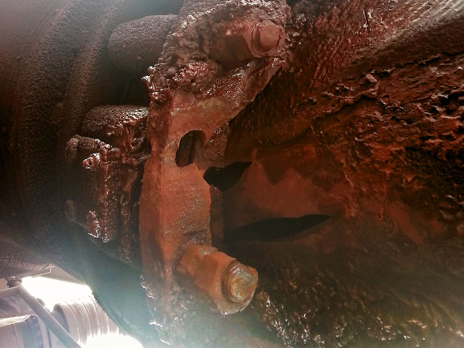 Damaged downstream piping in a slurry application.