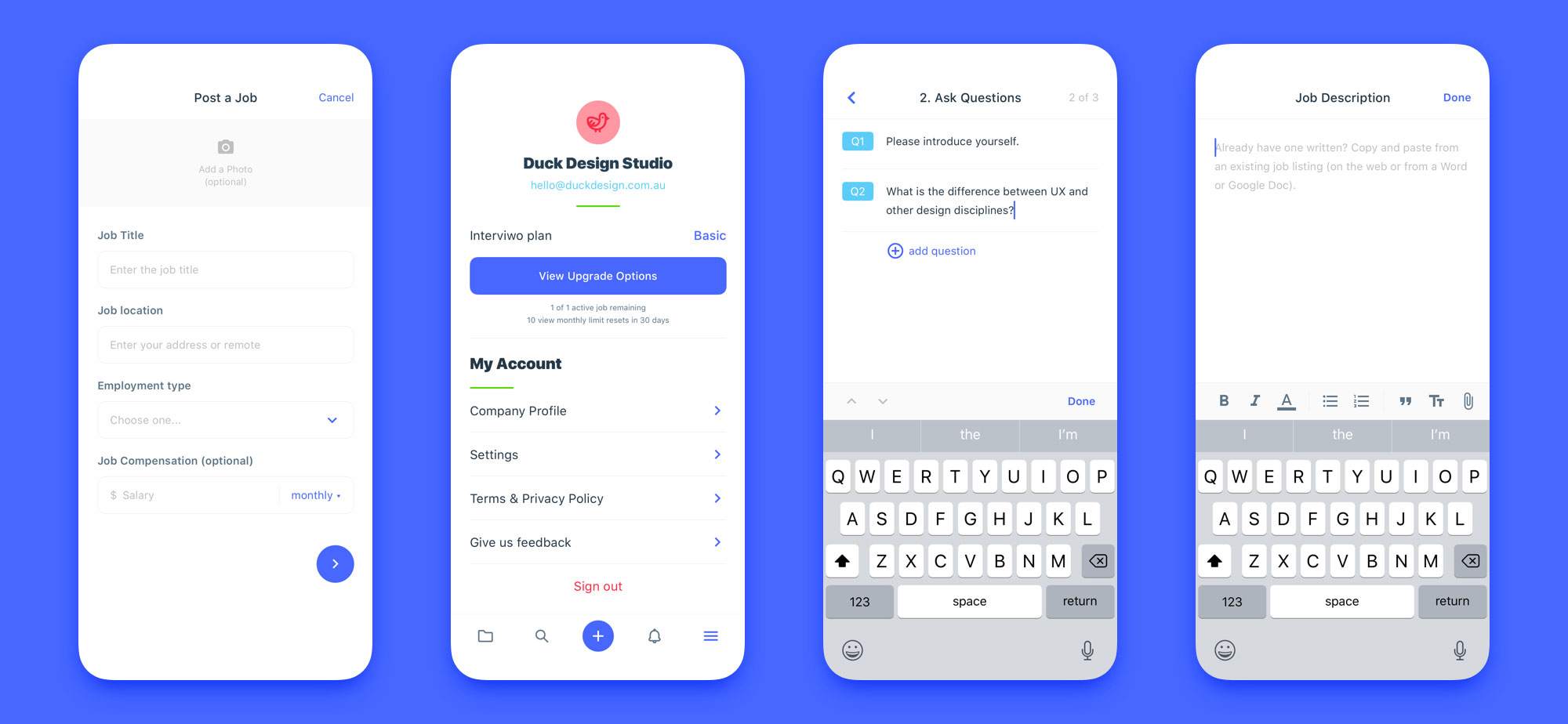 interview mobile app design set 04