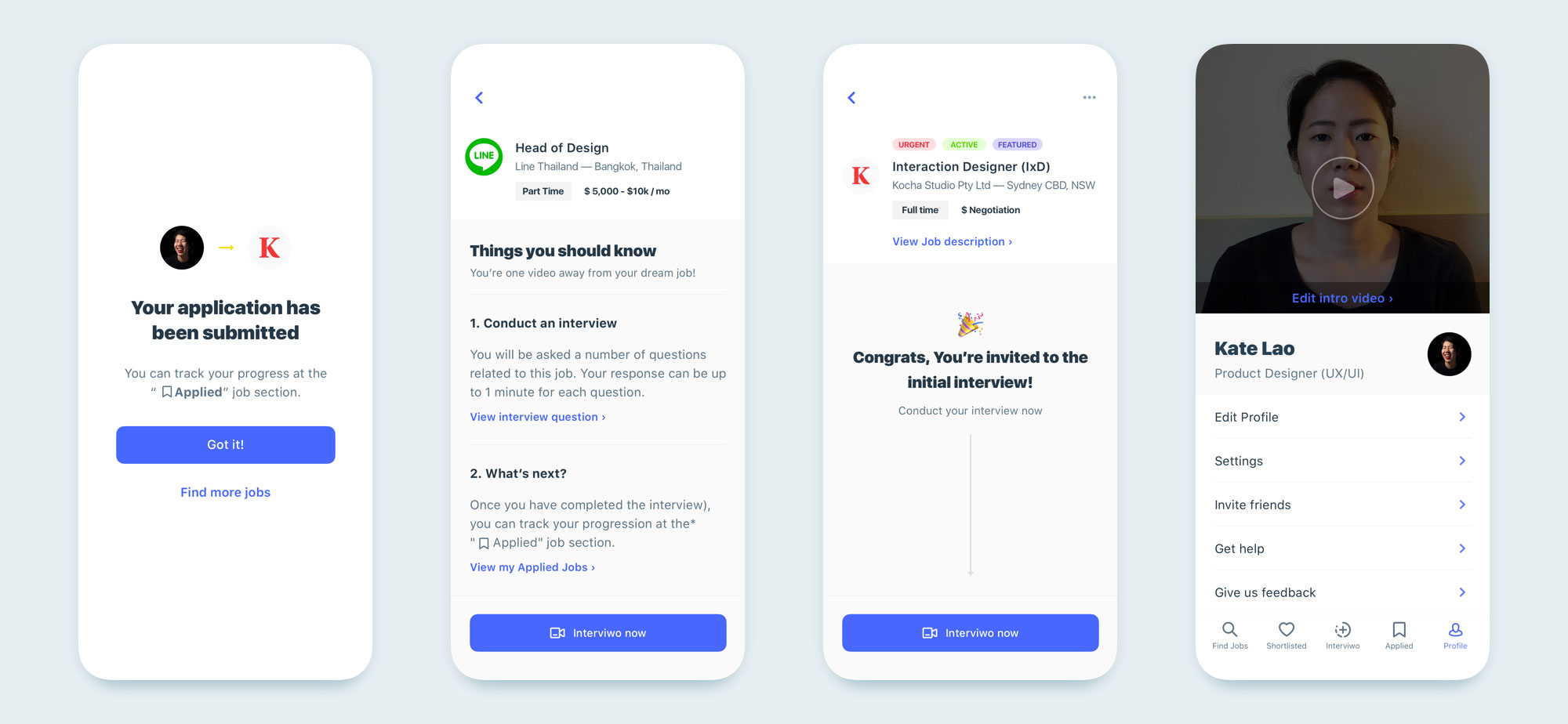 interview mobile app design set 05