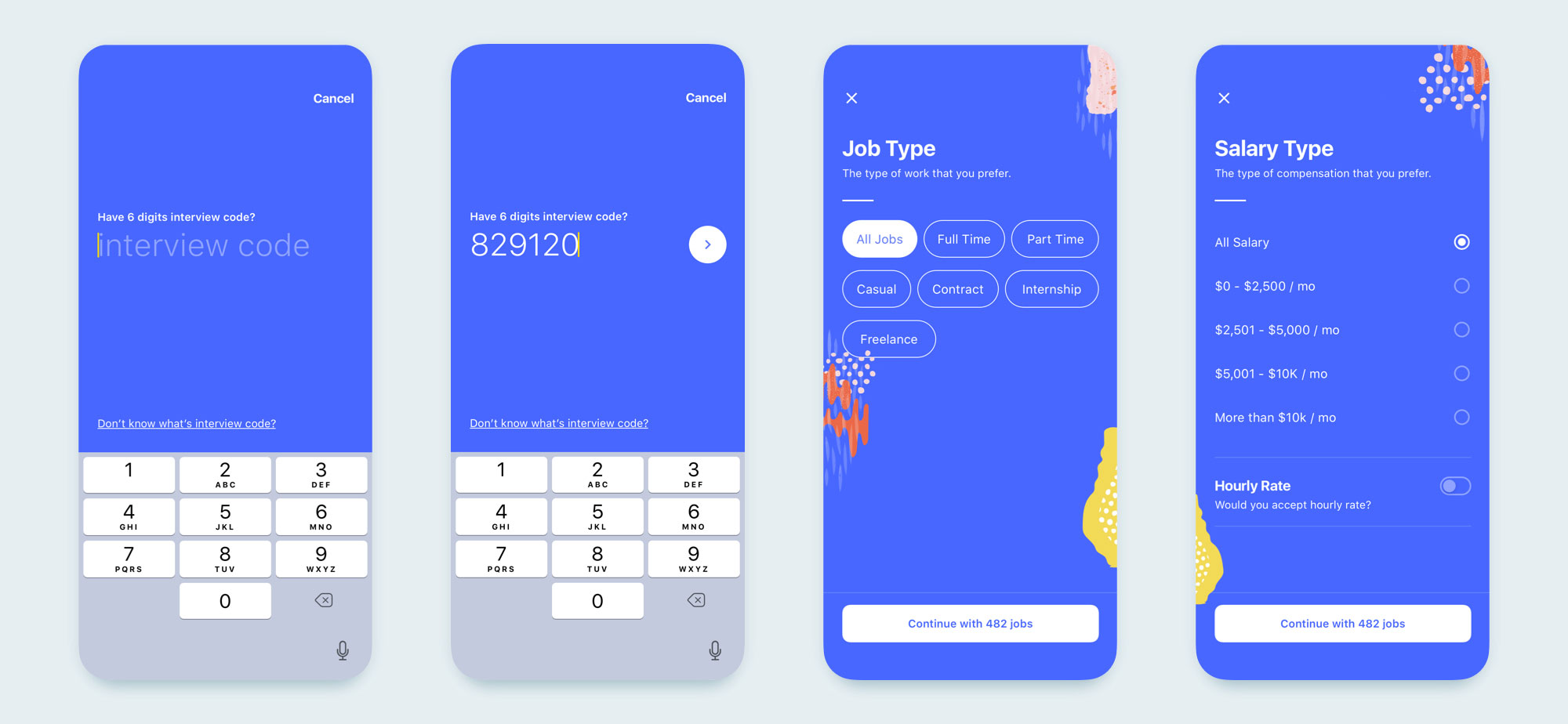 interview mobile app design set 04