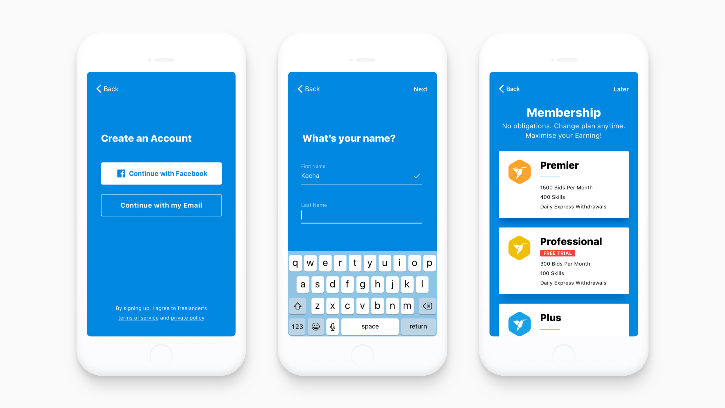 Freelancer Mobile App Design
