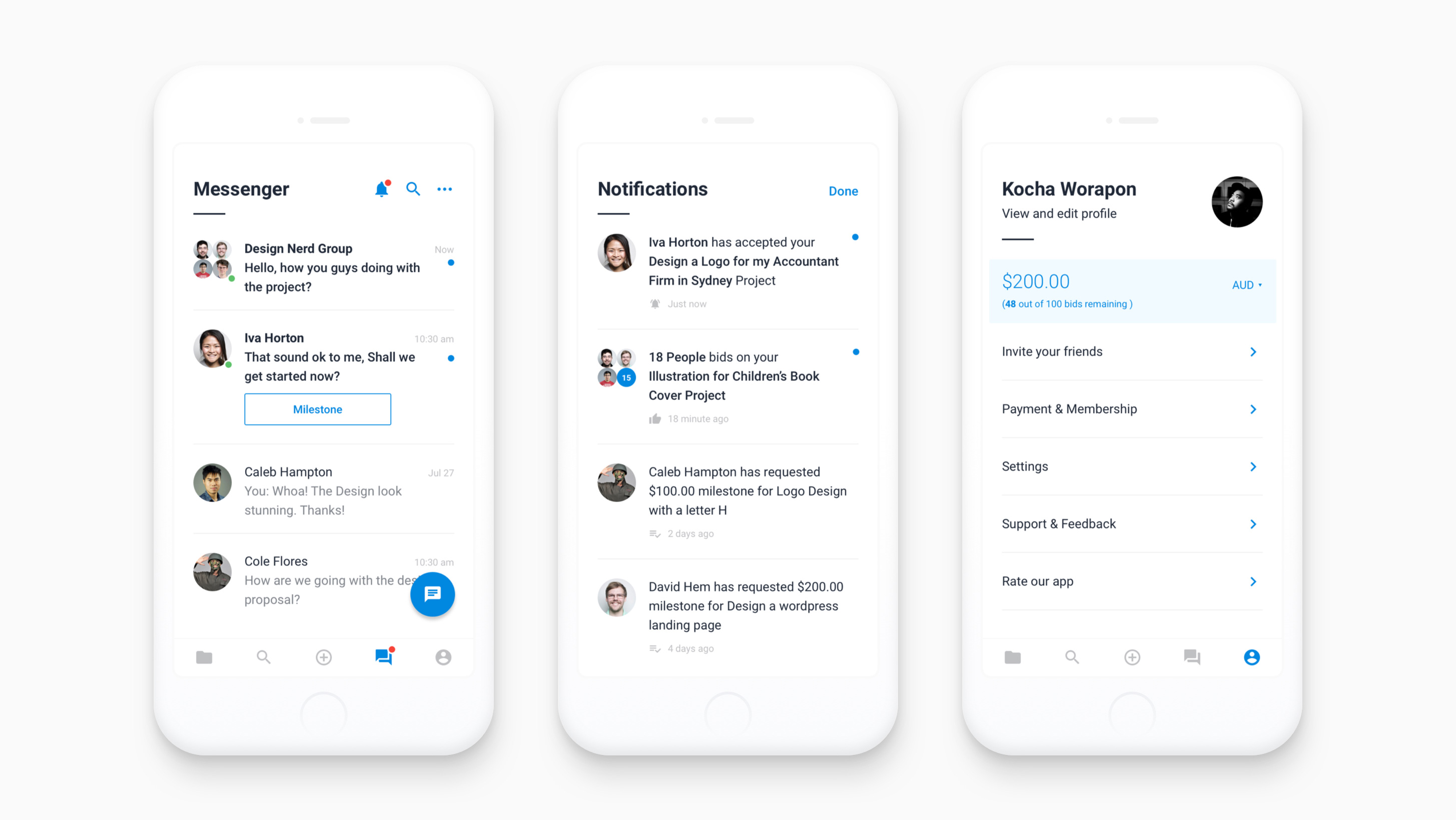 Freelancer Mobile App Design