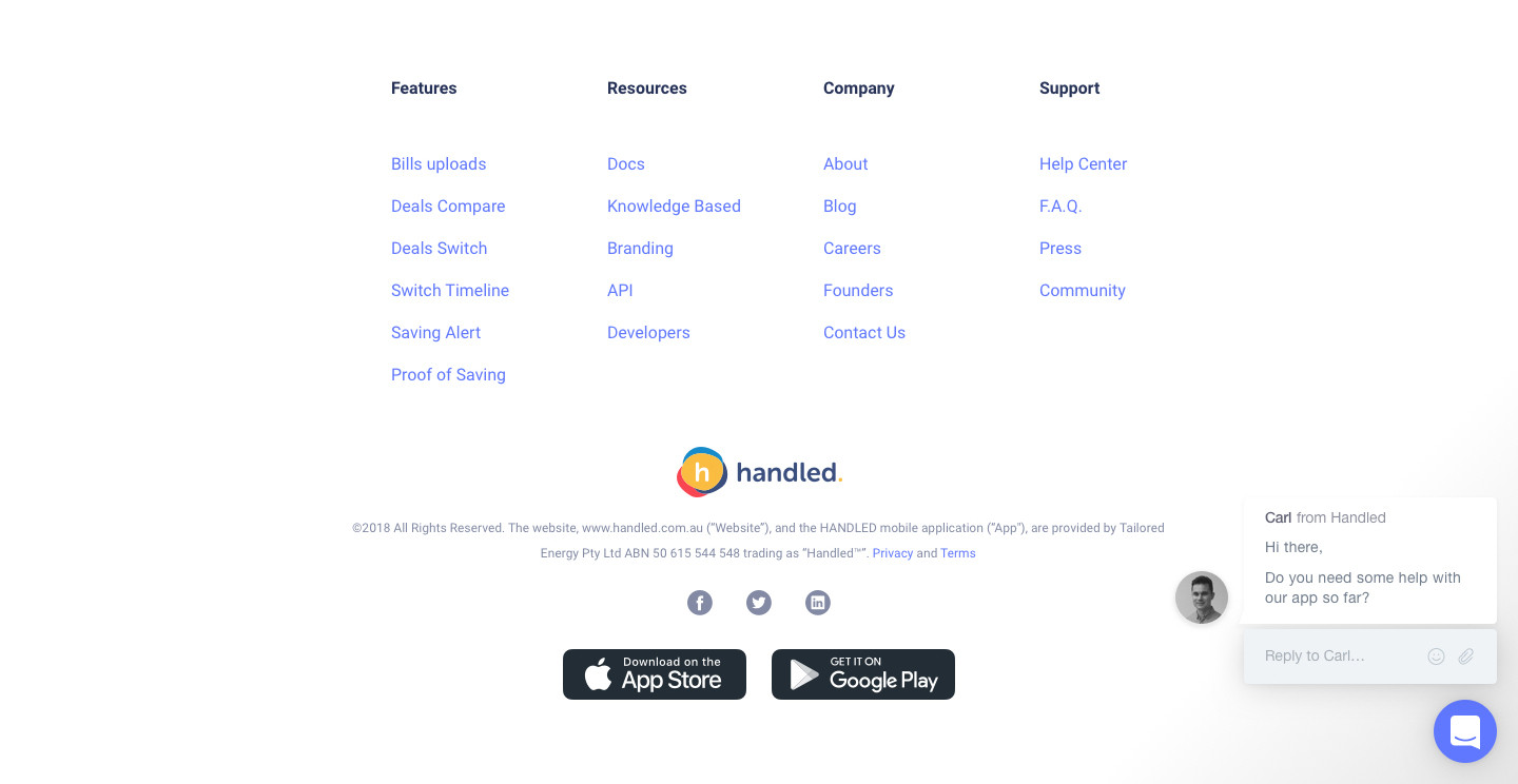 handled landing page