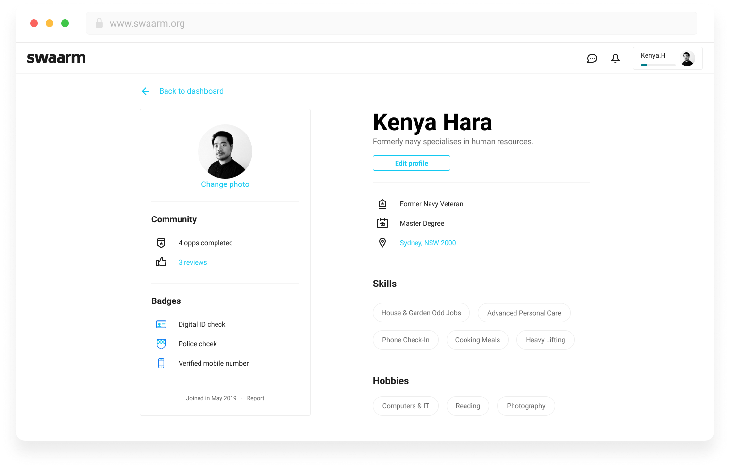 Swaarm Web App Design