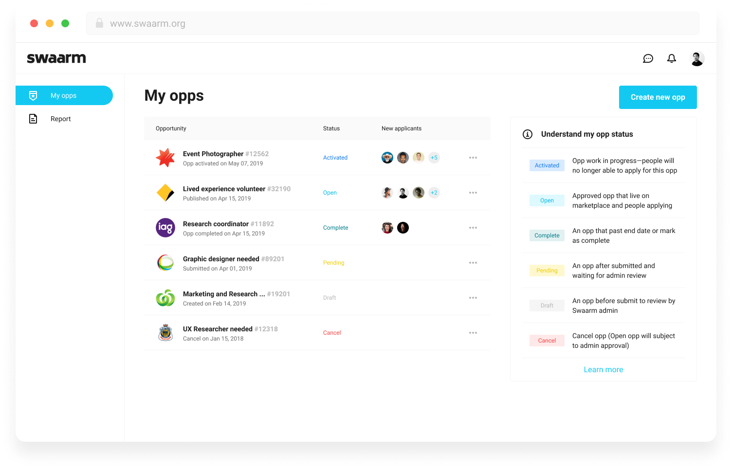 Swaarm Web App Design