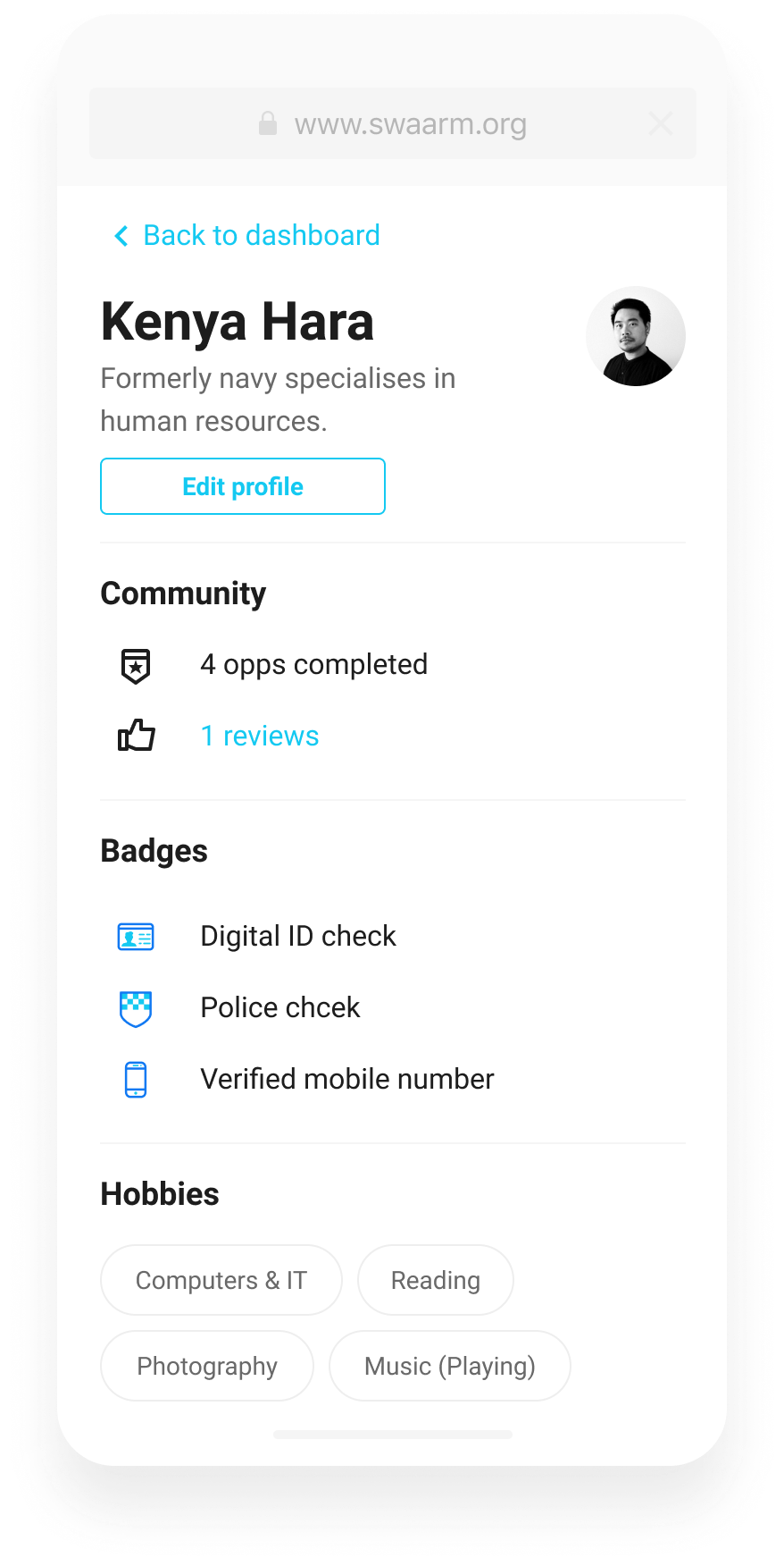 Swaarm Responsive Mobile Web
