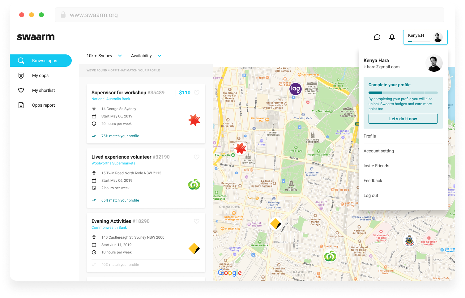 Swaarm Web App Design