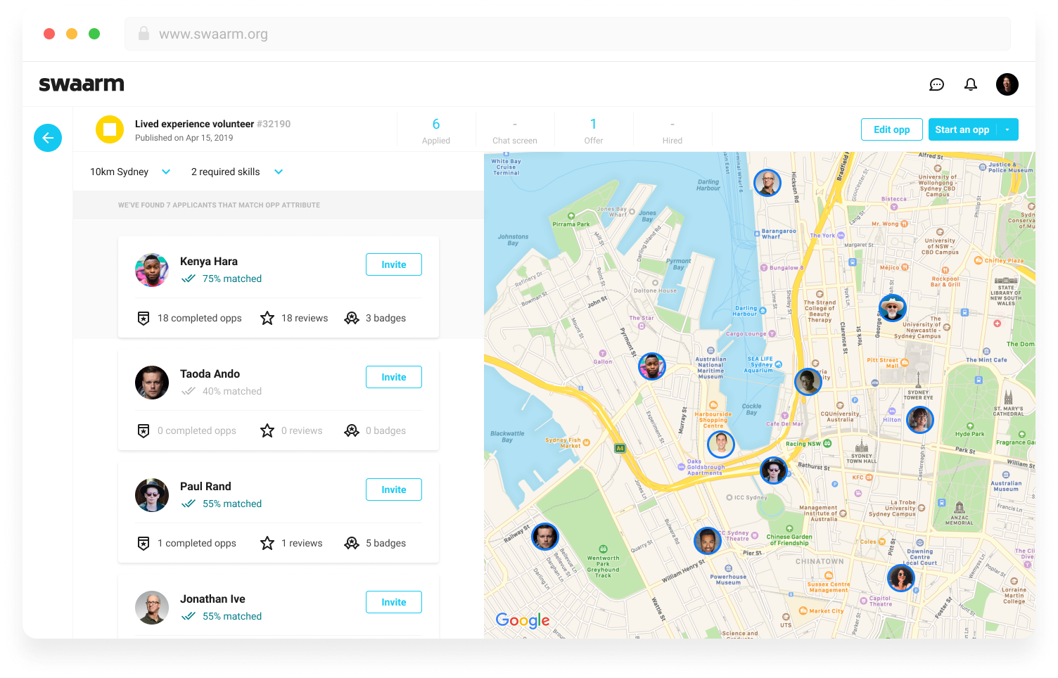 Swaarm Web App Design